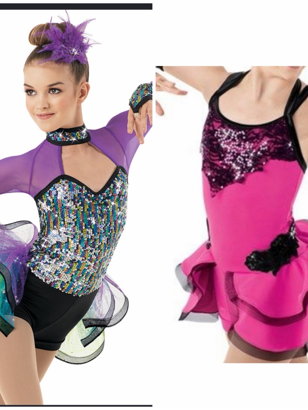 Weissman Hot Pink and Black Sequin Dance Costume